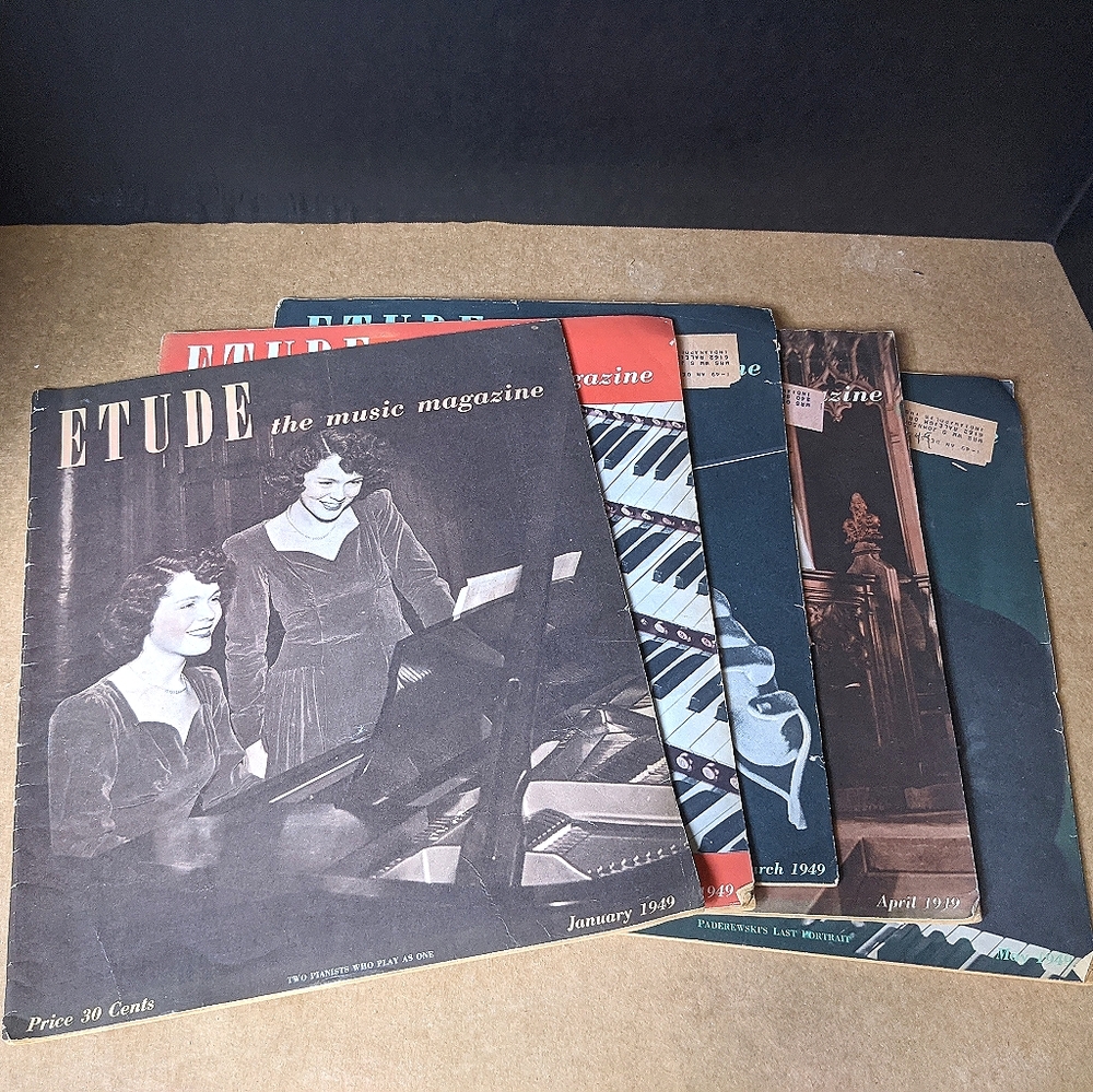 5 Etude Music Magazines from 1949